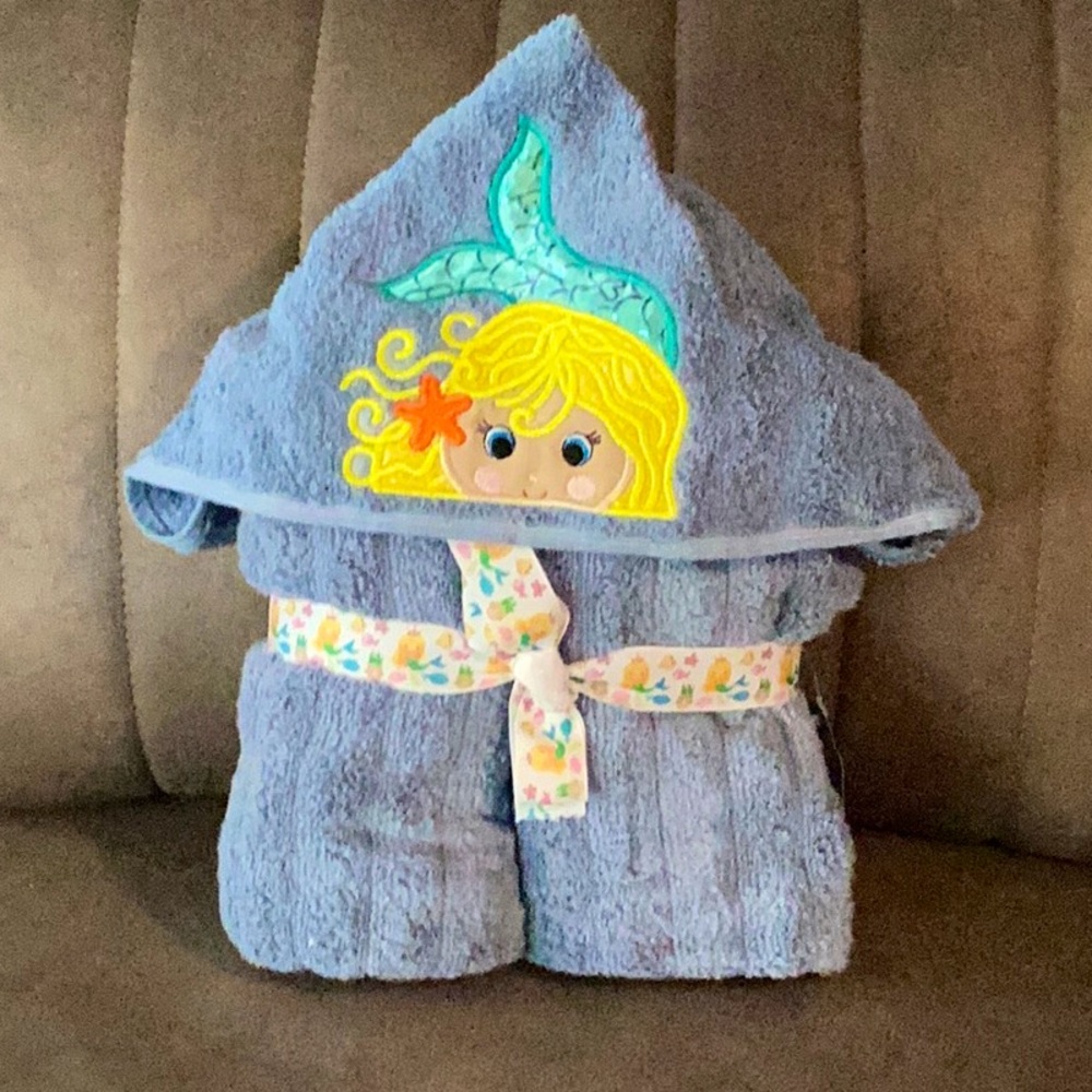 Handmade mermaid hooded towel for kids of all ages!